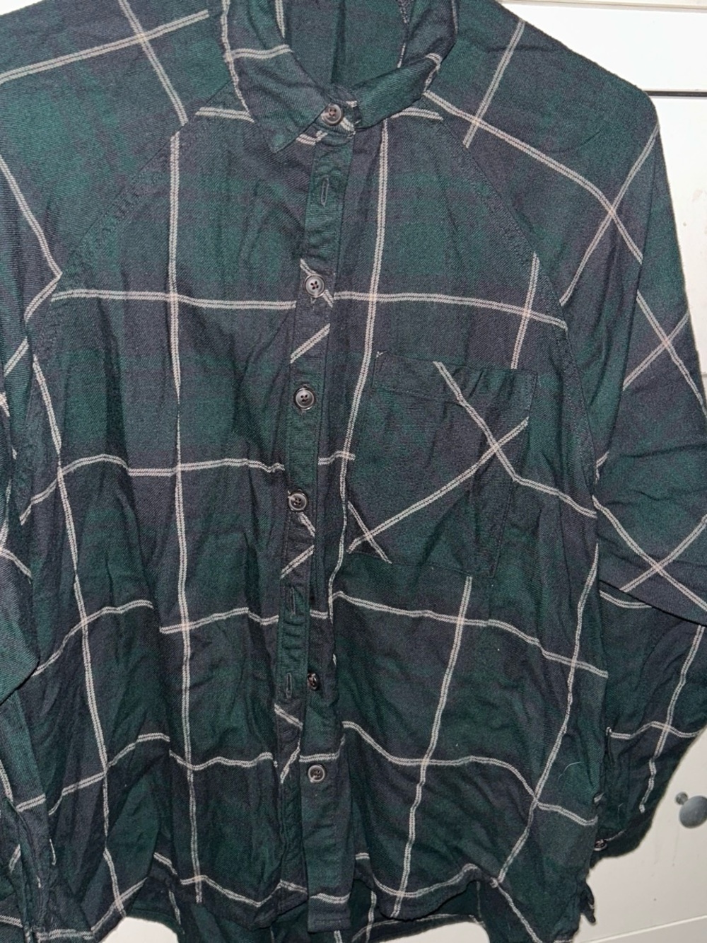 wild fable Green and Black Plaid Button-Down Shirt